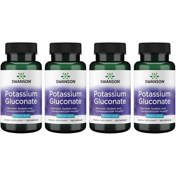Swanson Potassium (Gluconate) 99 Milligrams 100 Capsules (4 Pack)