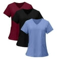 thumbnail image 2 of 3 Pack Wine Scrub Tops for Women Soft Stretch V-Neck Medical Scrub Top with Pockets 3XL, 2 of 7