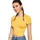 thumbnail image 2 of Top corto SweatyRocks básico de manga corta para mujer, amarillo, 2 of 5