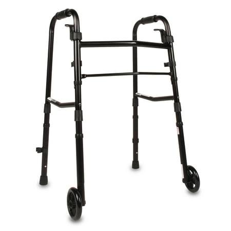 Equate Folding Walker with Wheels, Black