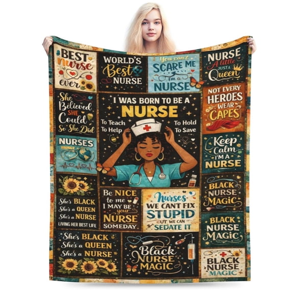 Nurse Inspirational Pattern Blanket Gift Throw Blanket Cozy Soft Healthcare Worker Appreciation Home Decor Gift for Nurses Women Medical Staff 50x40