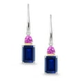 thumbnail image 2 of Gem Stone King 6.00 Ct Blue Created Sapphire Pink Created Sapphire 925 Silver and 10K Yellow Gold Earrings, 2 of 4