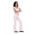 thumbnail image 4 of Forever 21 Women's Jersey Fold Over Waist Pants with Graphic Detail, Flare Leg Lounge Pants, Stretch Casual Everyday Comfort Style, Pink, XXS-4X, 4 of 5
