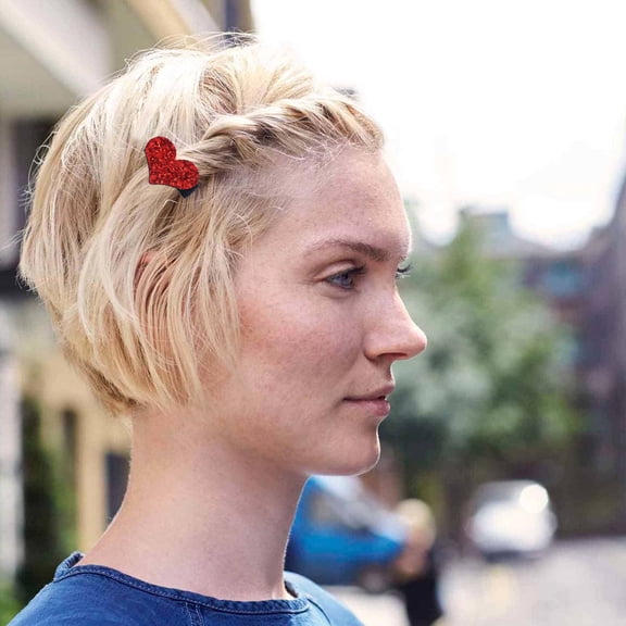 PAMINGONO Hair Barrettes Women Heart Hair Clip Glitter for Meeting 1Pack