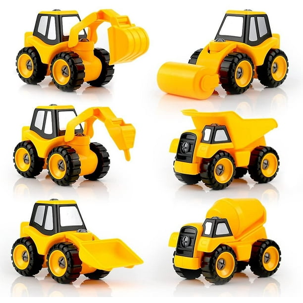 Camiones De Juguete Desarmar Excavadora De Juguete De Construcción,Juguetes De Montaje 2 Juegos Hacer 6 Coches De Camiones Vástago Juguetes Educativos De Construcción Diy para 3 4