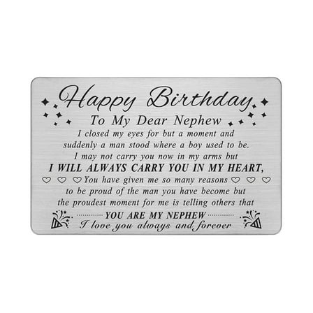 DEGASKEN Nephew Birthday Greeting Cards, Adult Nephew Birthday Gifts for Him Boys Men, Wallet Card