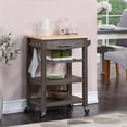 thumbnail image 1 of Ellaine Four-Tier Butcher Block Kitchen Cart w/ Drawer & Wine Rack in Gray Wood, 1 of 11