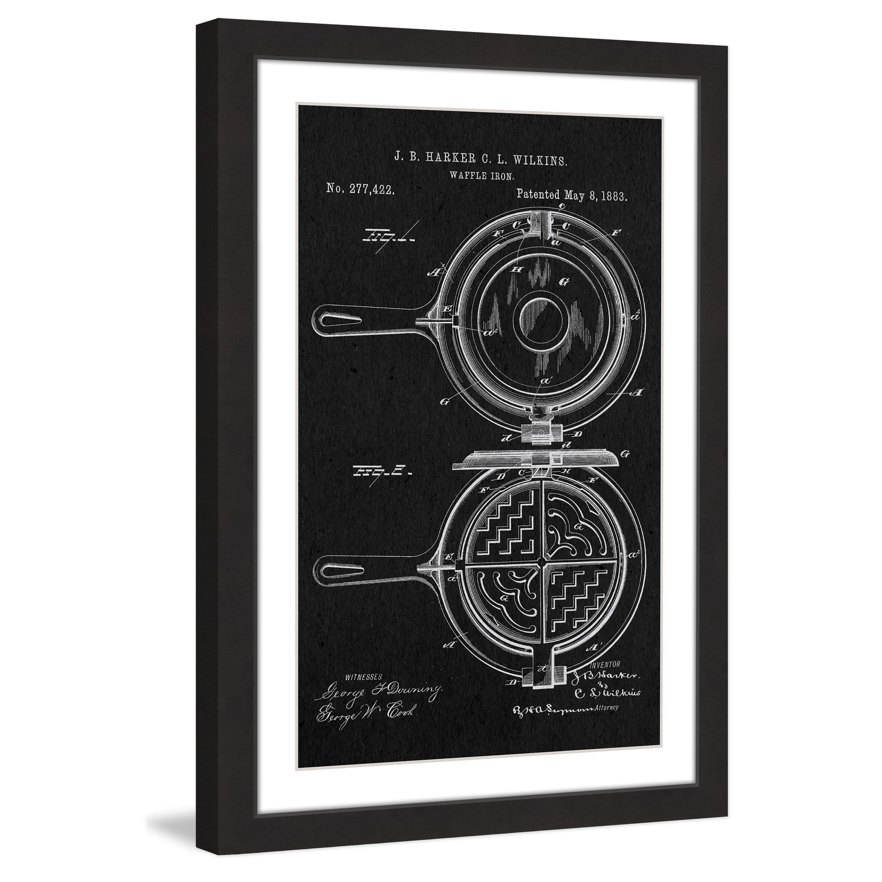 "Waffle Iron 1883 Black Paper" Framed Painting Print
