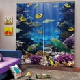 thumbnail image 2 of Kearding Cortina de ventana de 2 uds, cortinas con estampado Tropical de peces marinos, cortinas de tela, accesorios interiores, baño para el Sombras de ventana, 2 of 6