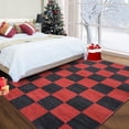 thumbnail image 3 of Haperlare 5'x7' Christmas Area Rug Checkered Decorative Carpet, Non-Slip Washable Rug Stain-Resistant Low Pile Floor Mats for Living Room Bedroom Home Decor, Red Black, 3 of 7
