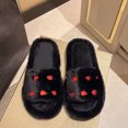 thumbnail image 2 of Mfakffe Womens Heart Embroidery Fuzzy Slide Slippers Thick Plush Open Toe Warm Indoor Footwear for Bedroom Daily Home Use, 2 of 4