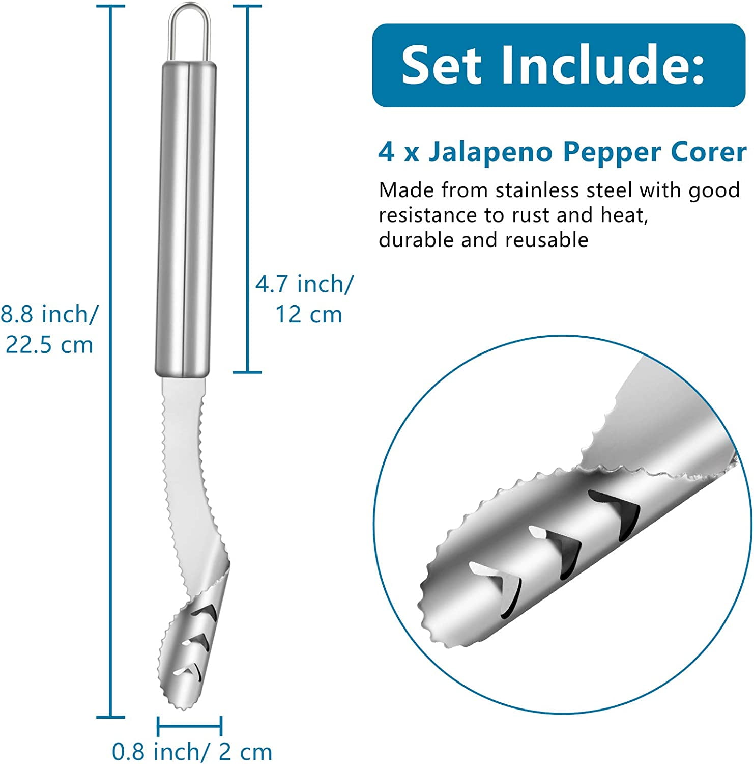 Jalapeno Pepper Corer Tools Stainless Steel Chili Corer Remover?Pepper Corer Seed Remover Tomato
