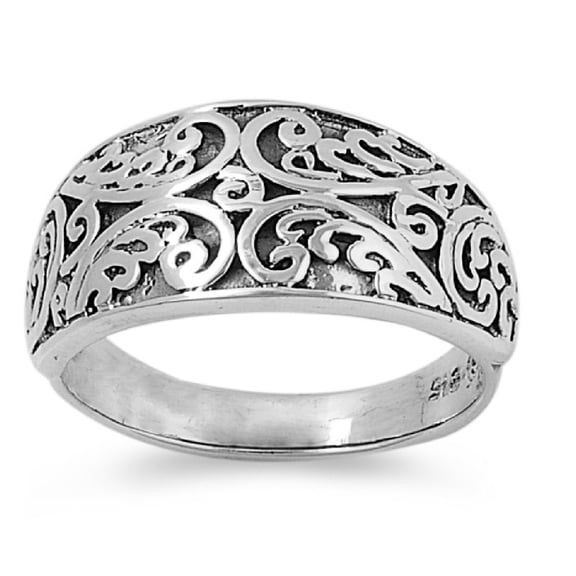 925 Sterling Silver Splendid Abstraction Filigree Ring Size 10