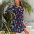 thumbnail image 5 of Fall Dresses for Women 2024, Ping Pong Rackets And Balls Womens Fall Dresses Long Sleeve Casual Tie Waist Clothes, Womens Fall Fashion 2024 Midi  Dresses Outfits with Pocket, 5 of 6