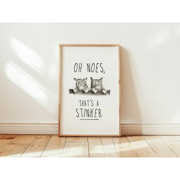 Kna Prints - Funny Bathroom Art Cat Print Bathroom Wall Decor Cat Bathroom Quote Cat Poster Guest Bathroom Home Restroom Toilet Humor Gift For Cat Lover, UNFRAMED-8x12