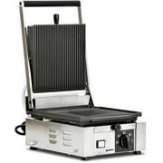 Omcan ELITE SERIES 10 X 9 SINGLE PANINI GRILL WITH TOP AND BOTTOM GROOVED GRILL SURFACE