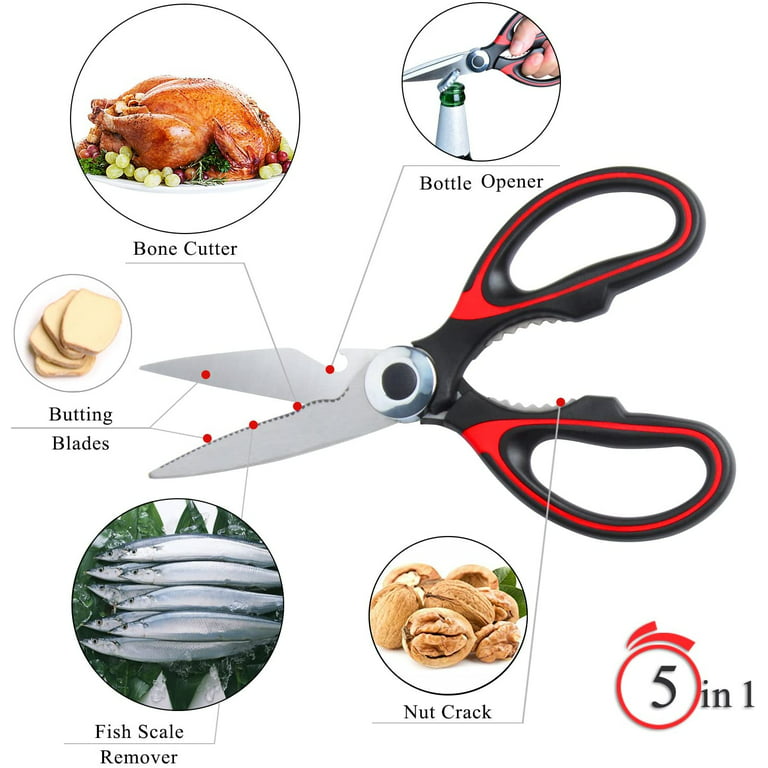 Kitchen Scissors - Professional Kitchen Shears - Heavy Duty, Stainless  Steel, Dishwasher Safe - Micro Serrated Edge Cuts Food, Meat, Poultry -  Sharp Utility Scissors 