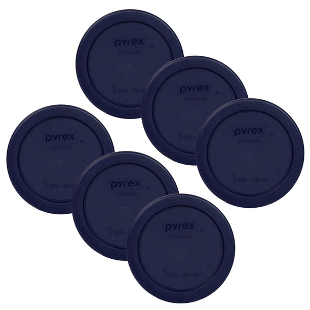 Pyrex - Tapas Redondas De Plástico Para 1 Taza, Paquete De 6 Unidades, Color Azul Oscuro, Original Pyrex, Fabricado En Los Estados Unidos