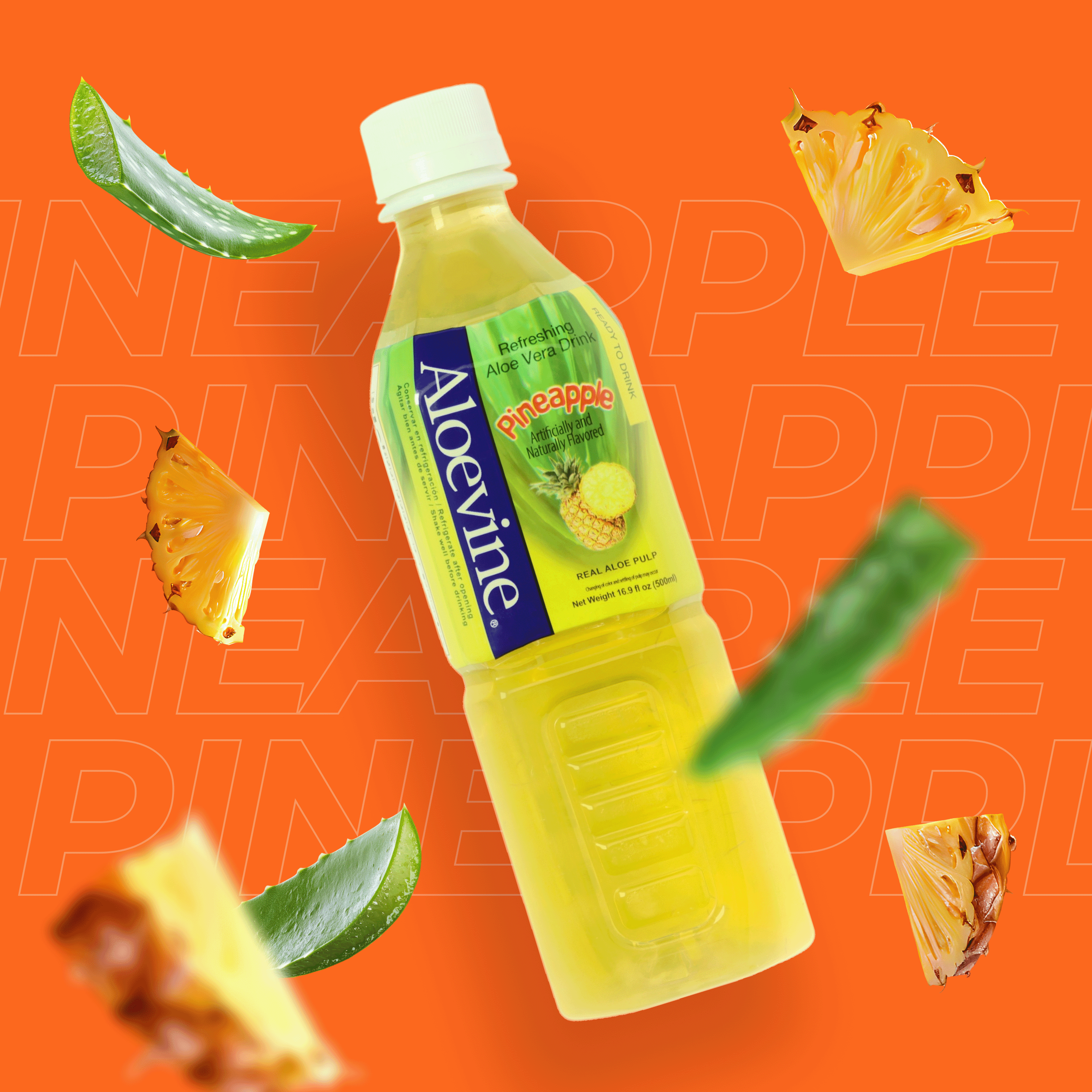 Aloevine, Pineapple Aloe Vera Drink, 16.9 fl oz, 20 Count Bottles -  Walmart.com