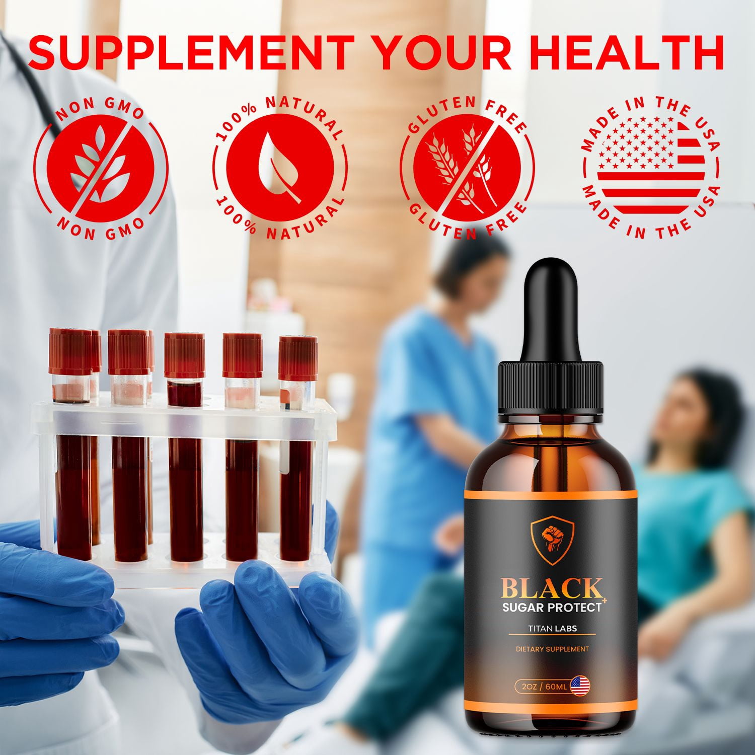 Black Sugar Protect Advanced Formula Drops Blood Balance Support Supplement 150 Servings