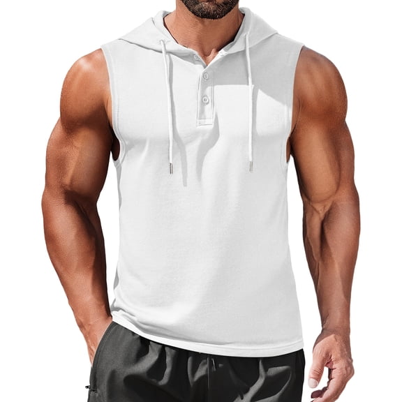 COOFANDY Mens Sleeveless Cotton Hoodies Workout Muscle Cut Off Tank Top Gym Bodybuilding Shirts Boxing T Shirt
