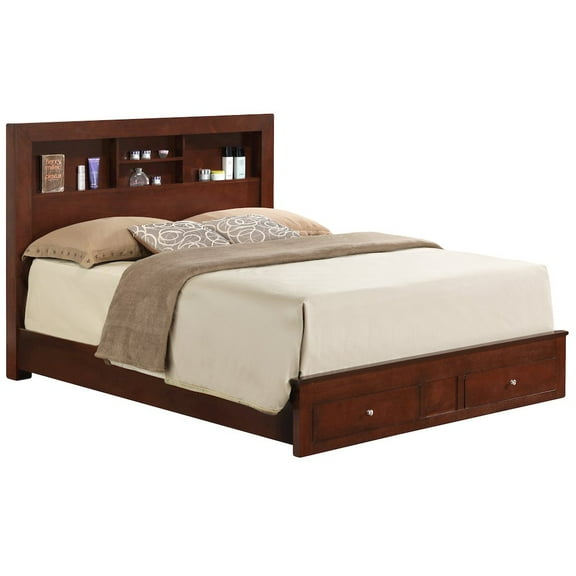 Glory Furniture Burlington King Storage Bed in Cherry Color