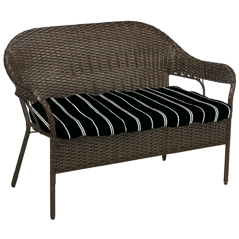 Wicker bench cheap with cushion