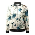 thumbnail image 4 of Luwomo Jackets for Womens Floral Print Round Neck Loose Fit Long Sleeve Coat Cardigan Tops Blue,L, 4 of 5