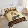 thumbnail image 3 of Vintage Dream Catcher Bedding Jungle Wolf Comforter Set Tribal Feathers Duvet Insert Western Geometric Aztec Quilt with 2 Pillow Shams King Luxury,Grunge Brown, 3 of 5