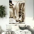 thumbnail image 3 of Western Decor Wall Hanging Tapestry, Traditional Rodeo Supplies with Roper Boots in Vintage Colors Nostalgic Wild Photo, Bedroom Living Room Dorm Accessories, 60 X 80 Inches, by Ambesonne, 3 of 5