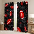 thumbnail image 2 of Football 42"x63" Set of 2 Panels Window Curtains & Drapes Sports Blackout Curtains American Football Print Curtains,Rugby Game Sports Themed Darkening Curtains Red Black Room Decor, 2 of 5