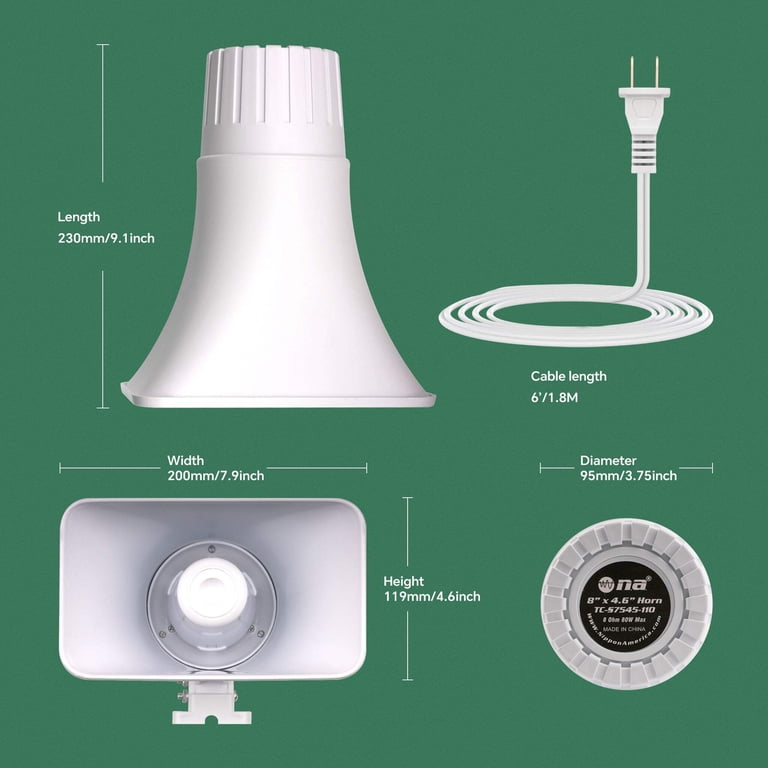Nippon America High Power Security Siren – 120dB, 80W, Outdoor Alarm Horn
