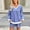 Blue, variant on Caywon Women's Striped Print Patchwork Two-Piece Set Loose V-Neck Long Sleeve Top and Elastic Waist Shorts with Side Pockets Casual Outfit for Spring Summer