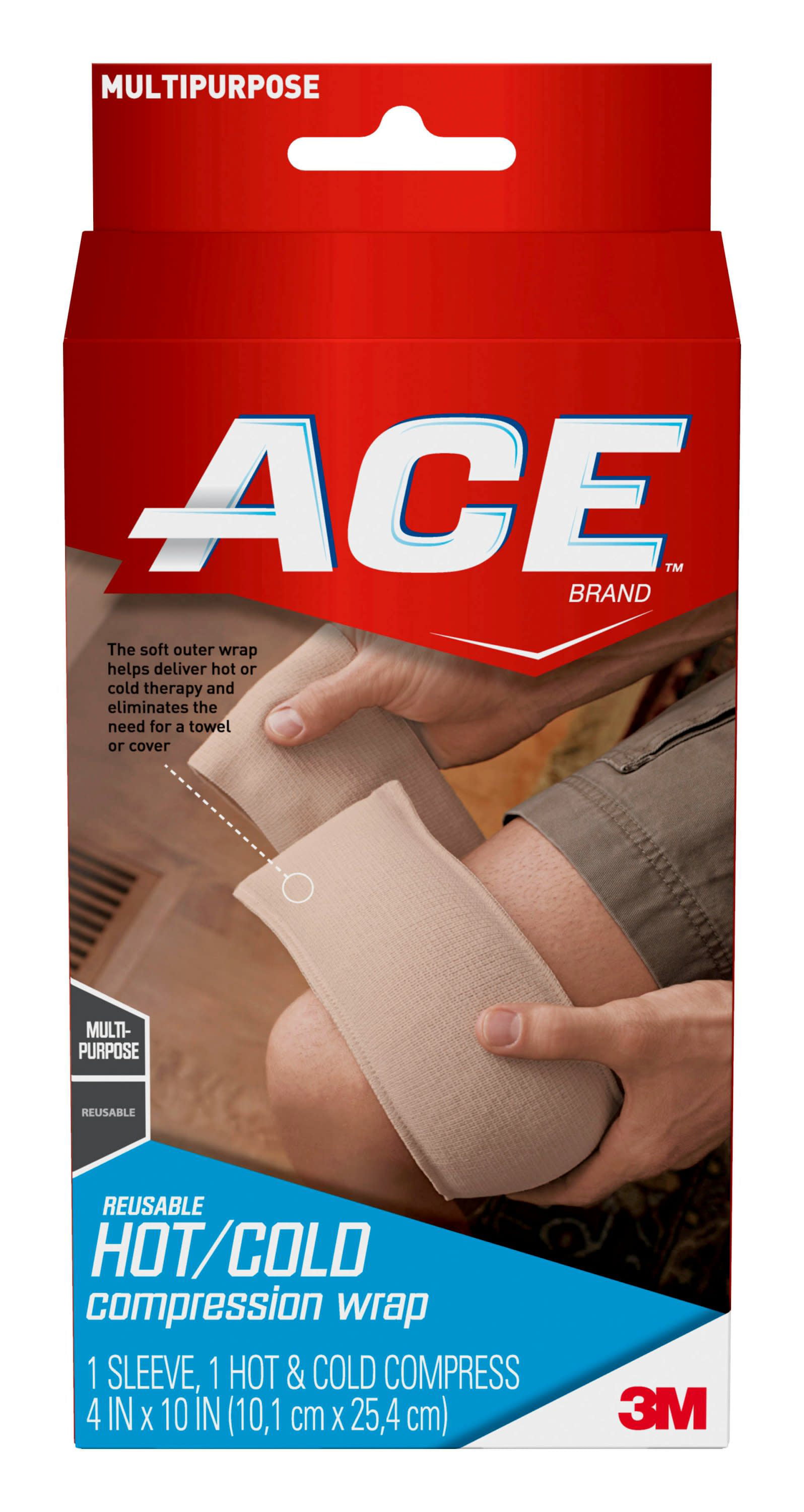 ACE Reusable Hot/Cold Compress Wrap, Helps Relieve Pain caused by Sprains  and Muscle Aches, Beige, 1/Pack