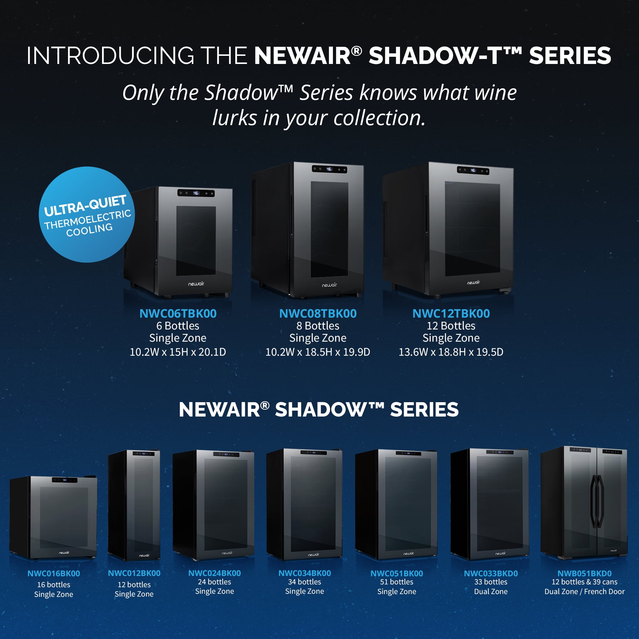 Newair Shadow-T Series Wine Cooler Refrigerator, 6 Bottle Countertop Mirrored Compact Wine Cellar, Small Freestanding Glass Door Wine Fridge