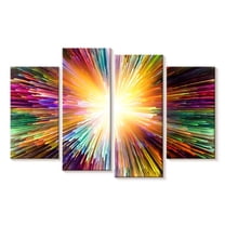 Elephant Stock Light Abstract Wall Art - Horizontal Multi Panel Canvas - Living Room Wall Decor - Abstract Multi Panel - Orange And Green Decor - 30" x 18"