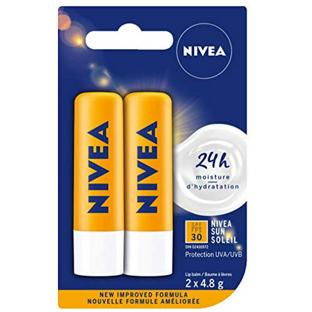 NIVEA Sun Caring Lip Balm Sticks with SPF 30, Duo Pack (2 x 4.8 g