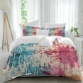 thumbnail image 2 of Teal Pink Orange Bedding 3 Piece Duvet Cover Set California King, Boho Vintage Abstract Splashing Art Soft Microfiber Comforter Cover with Zipper Closure & Pillowcases, FadeResistant Quilt Cover, 2 of 9