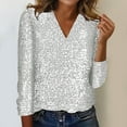 thumbnail image 3 of Scyoekwg Long Sleeve Sequin Tops for Women Trendy V Neck Casual Dressy Blouses Comfy Slim Cute Tops Going Out Tops Blouses (White,S), 3 of 6