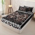 thumbnail image 3 of Homewish Leopard Print Bow Heart Zipper Full Size Comforter Sets with Fitted Sheet and 2 Pillowcases for Girls, Brown Ribbon Zipper Bedding Set, Black Reversible, 4-Piece, 3 of 6