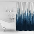 thumbnail image 2 of Navy Blue Shower Curtain, 48" x 72", Forest Nature Woodland Tree Misty Forest Silhouette Landscape Waterproof Bathroom Curtain Washable Shower Curtain Set with 12 Hooks, 2 of 6