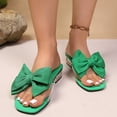 thumbnail image 4 of HNMKIU Women's Sandals Elegant Square Toe Slides with Bow Detail Comfortable Mid Heel Style for Women with Wide Feet Option Beach Shoes Green,6.5, 4 of 6