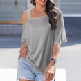 thumbnail image 2 of Womens Cold Off Shoulder Tops 2026 Summer Sexy Casual Cute Short Sleeve Loose Fit Tunic T Shirts Blouses, 2 of 6