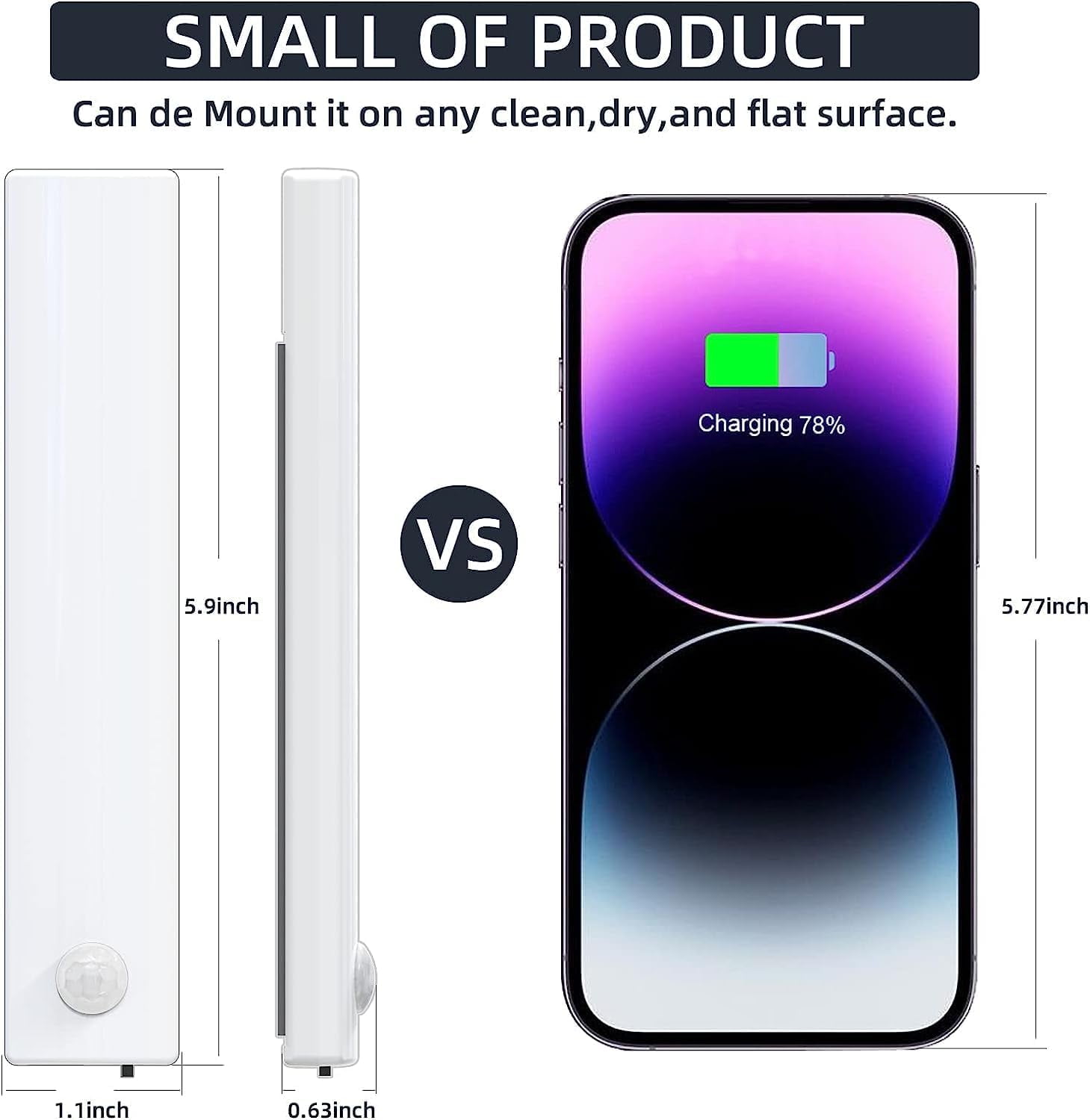Anmeery Under Cabinet Light Wireless Motion Sensor Light Indoor Rechargeable Magnetic Closet Lights