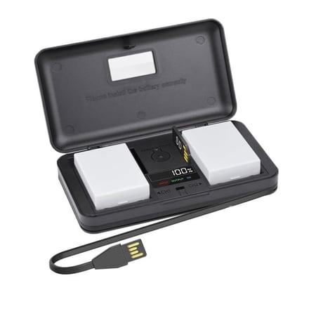 LP-E8 2 Pack 7.4V 2000mAh Batteries with LCD Multi-Functional Battery Charger Case for Canon EOS 550D 600D 650D 700D Kiss X4 X5 X6i Rebel T2i T3i T4i T5i