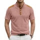 thumbnail image 2 of Ceisia Men's Loose Fit Ribbed Polo Shirt Short Sleeve Stand Collar Color Block Casual Daily Summer Tops Pink M Gifts, 2 of 4