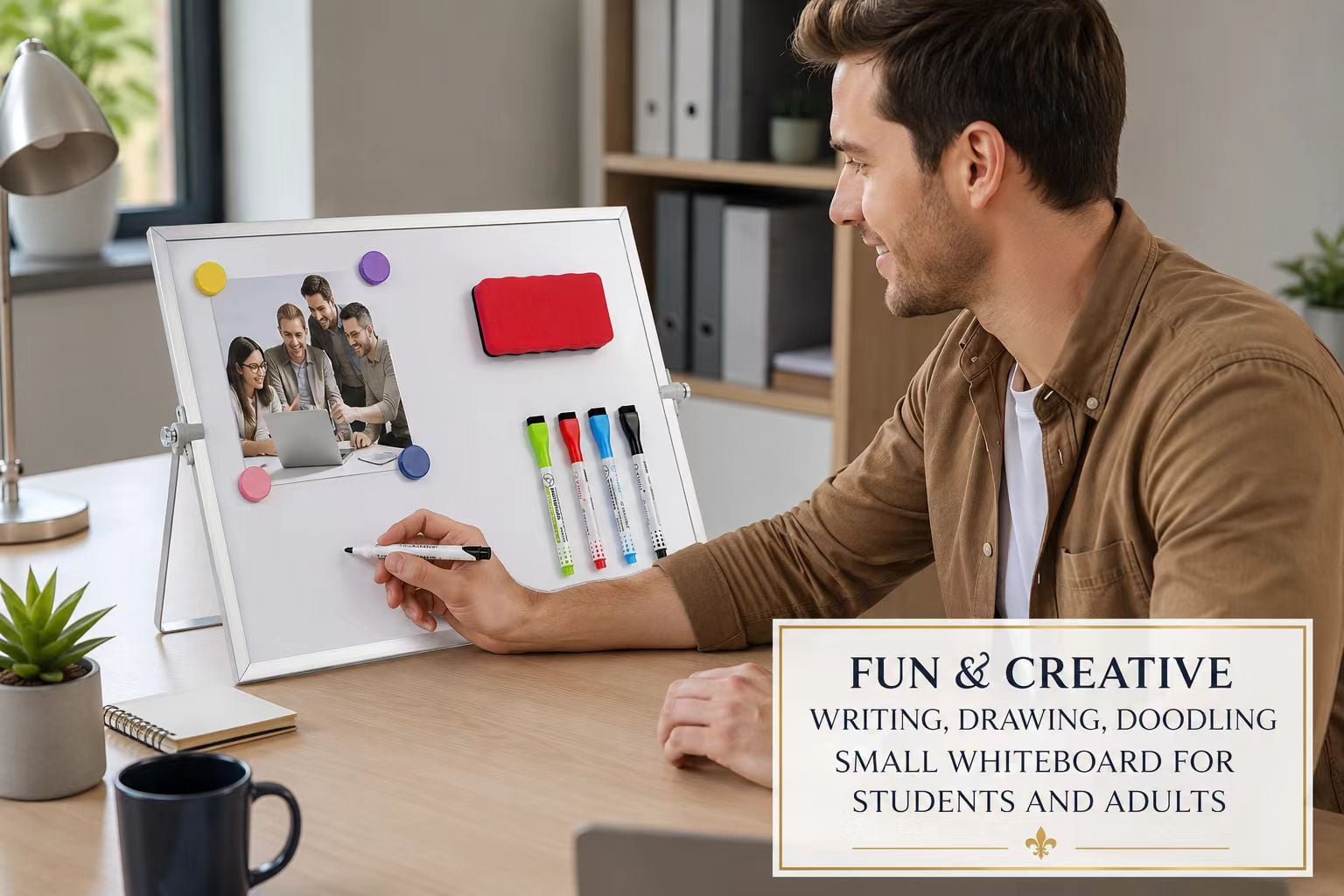 MXG 12x16 Inch Double-Sided Magnetic Desktop Whiteboard with Stand, Portable White Board for Message Center and  To-Do Lists