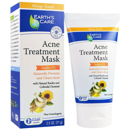 Earth's Care, Acne Treatment Mask, Sulfur 5%, 2.5 oz (pack of