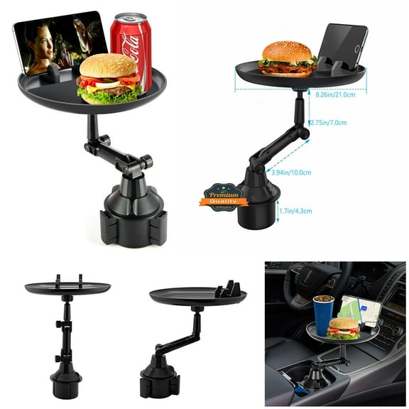 Xpm Case for Universal Cup Holder Tray Adjustable Rotatable 360° Swivel Arm with 9" Tray Surface and Phone Slot Fits Vehicle, Boats, Car, SUV, Truck - Black