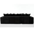 thumbnail image 4 of 110" Oversize Cloud Sectional Sofa Couch with Side Pocket, 3-in-1 L-Shape Sofa with 8 Pillows, 4-Seaters Corduroy Convertible Floor Sleeper Sofa Bed, No Assembly, Black, 4 of 6